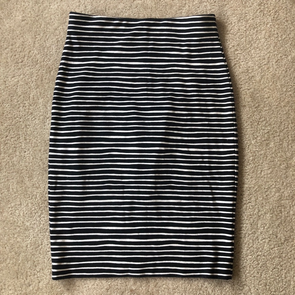 LOFT STRIPED STETCH PENCIL SKIRT